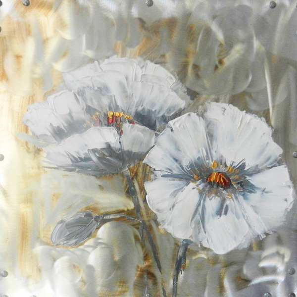 HA073 Wall décor art oil on canvas floral white tones